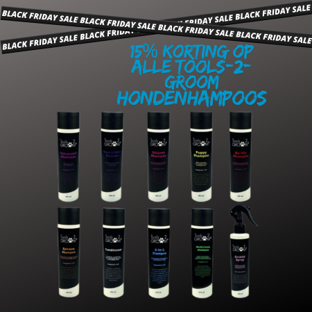 Blackfriday actie 15% karting op tools2Groomshampoo