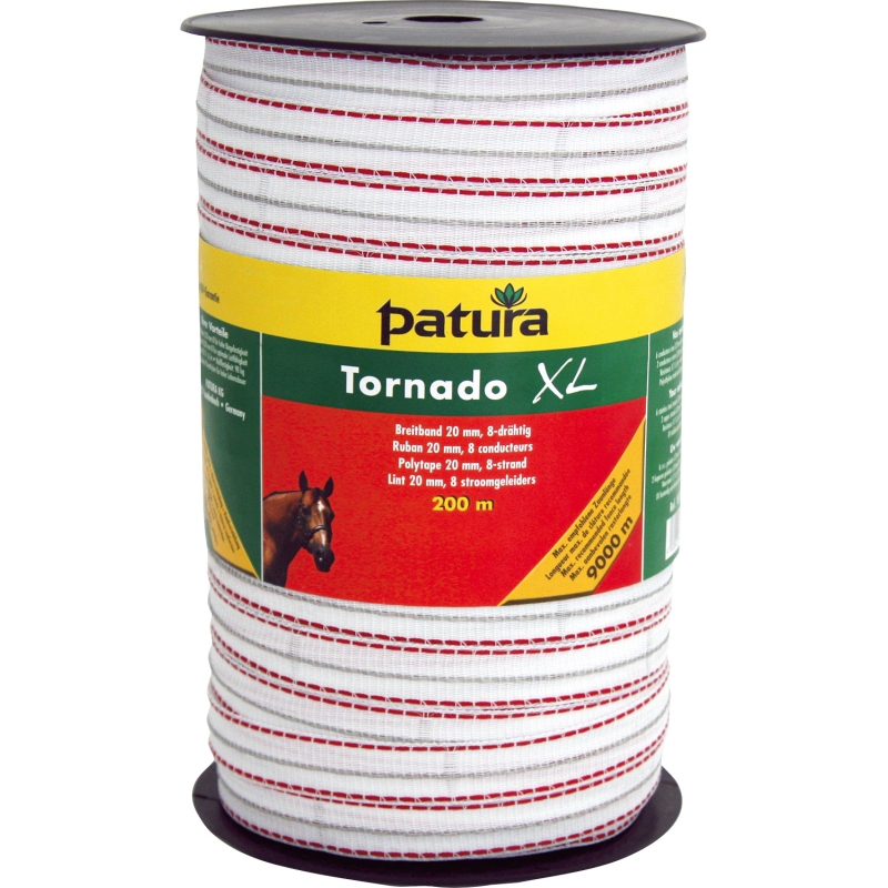 Patura tornado xl lint 20mm wit/rood, 400m rol