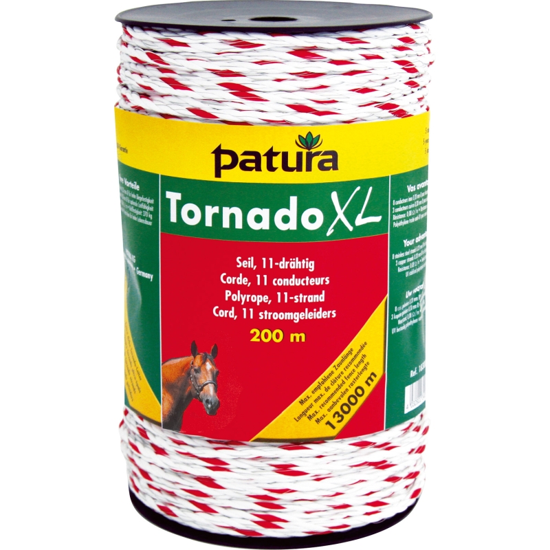 Patura tornado xl cord wit/rood 200m rol